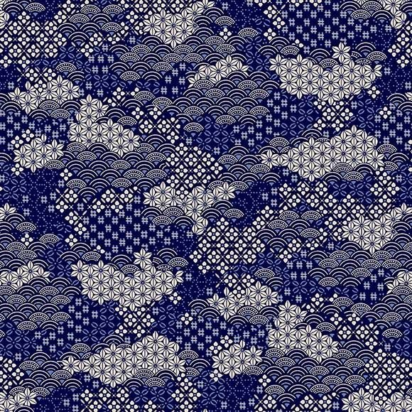 tela japonesa de nubes azules