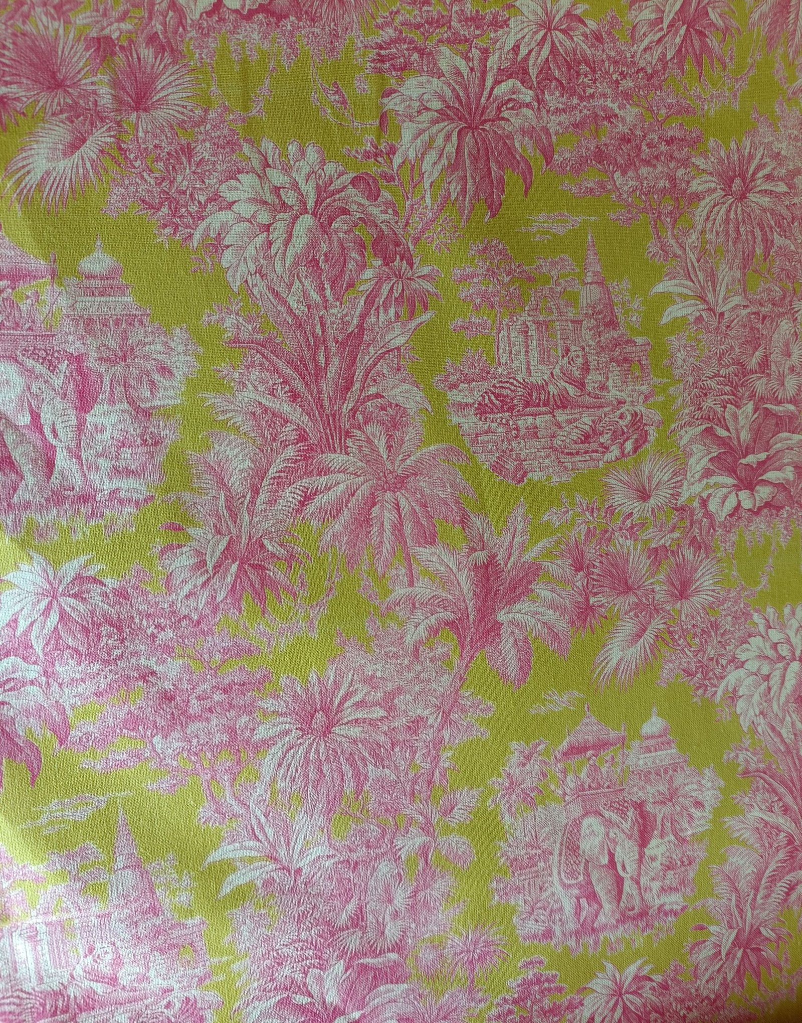 toile de jouy verde y rosa