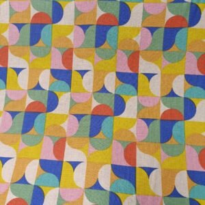 tela de algodón motivos geométricos tonos pastel