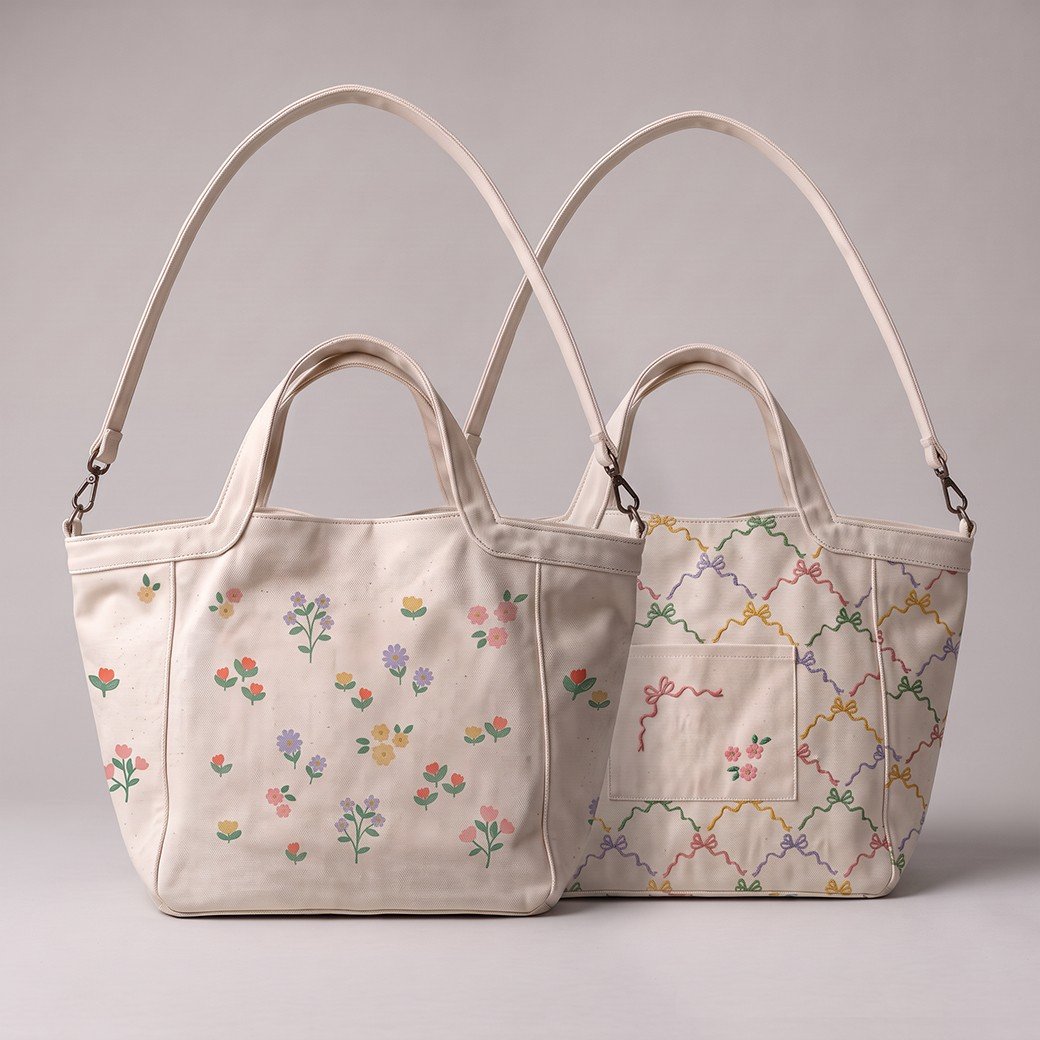 panel de bolso shopper florecitas