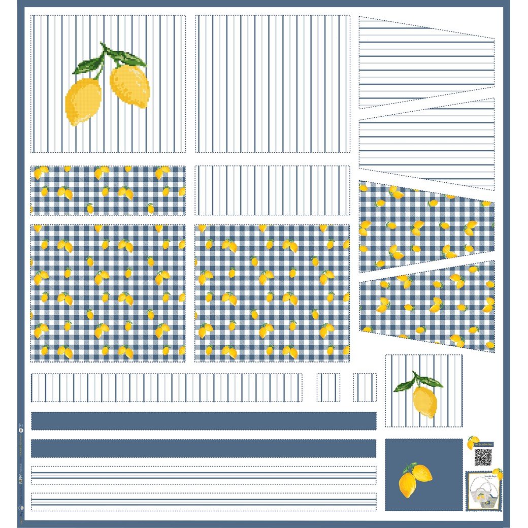 Panel cortar y coser de bolso shopper de limones